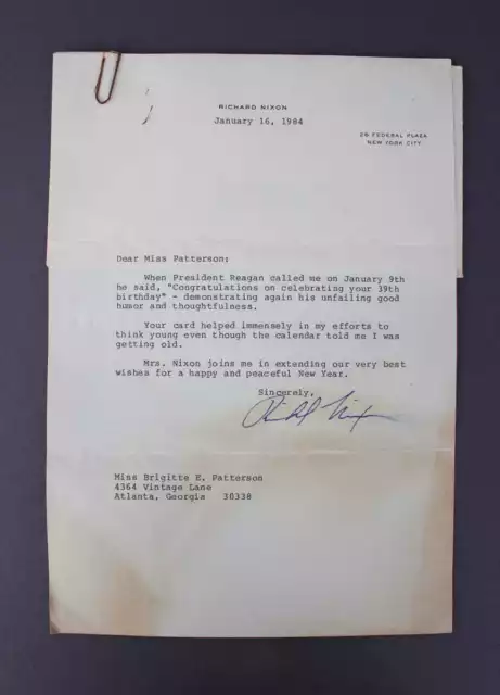 Richard Nixon amerikanischer Präsident (1969 - 1974) Brief mit OU 1984