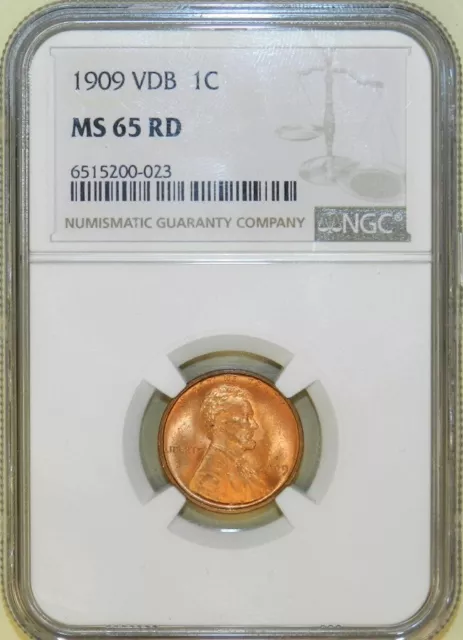 1909 P VDB Lincoln Cent MS65 RD NGC BU Unc Red Wheat Penny [219]