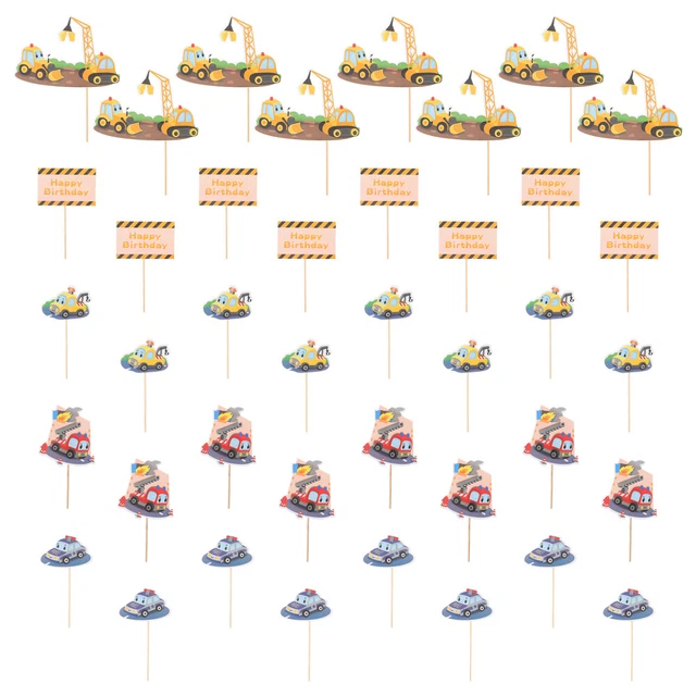 50 piezas Coche Pastel Topper Para Niños Cupcake Topper Picks Camión Vehículo
