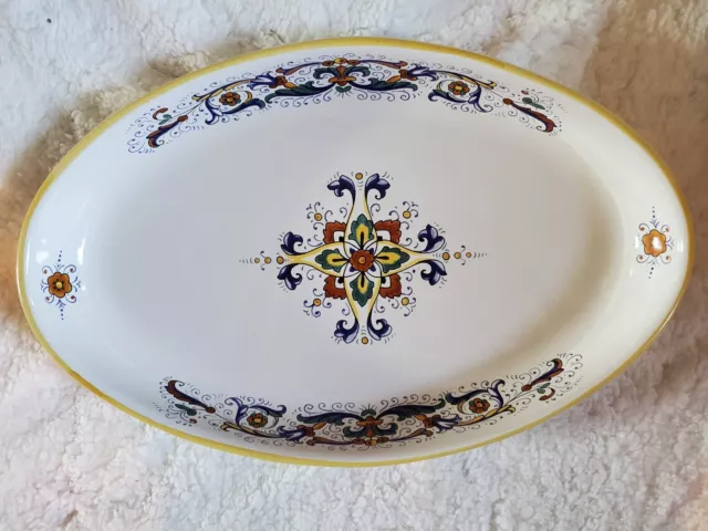 Deruta Italian Pottery Ceramiche Large Oval Serving Bowl 16.5 × 10.5" Majolica