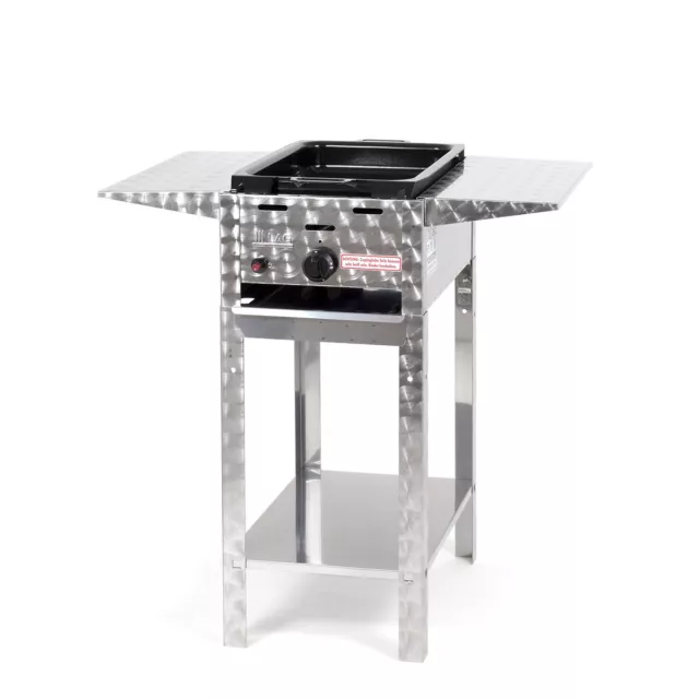 Edelstahl stationär Gasgrill Gasbräter Grill 1-flammig (3,65kW) P1EMSTAP