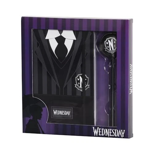 Wednesday Uniform-Gift Box with Diary and Fashion Ballpoint Pen, Black