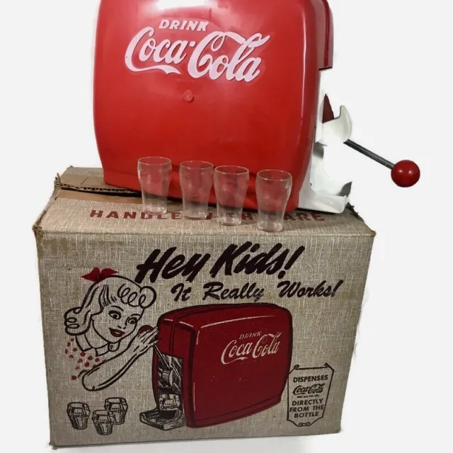 Vintage 1950s Toy Soda Coca-Cola Fountain Dispenser - With Cups and Original Box