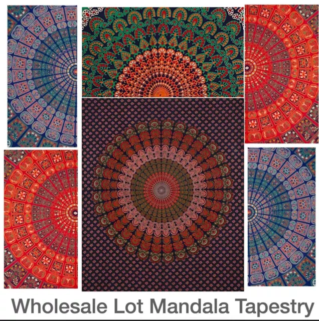 Lote Tapiz de Mandala Hippie Habitación Decor Bohemio Arte Colgante Pared