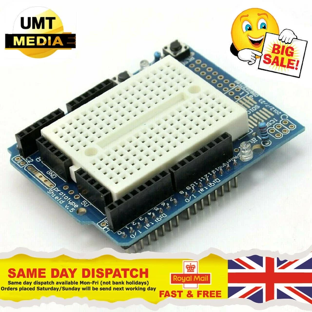 Prototyping Prototype Shield ProtoShield Mini Breadboard Arduino Uno Mega Due UK