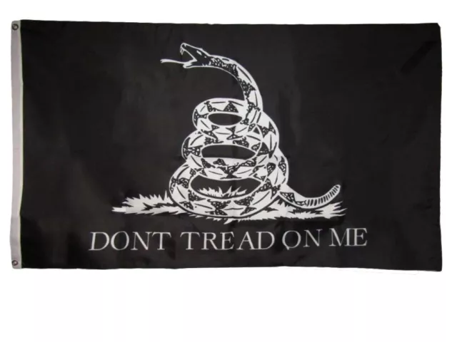 3x5 Gadsden Black White Don't Tread Me 210D Nylon Flag 3'x5' Grommets w/ 2 clips