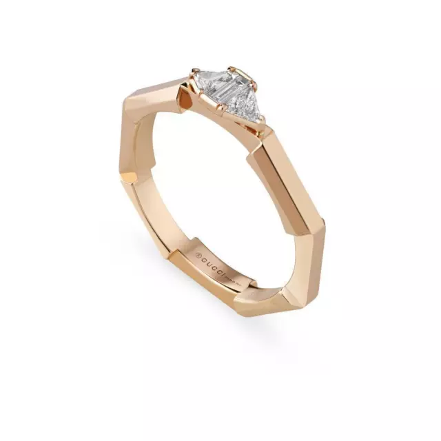 Anello Gucci Link To Love Baguette YBC744971001 Ring Oro Rosa Fede Diamanti 15