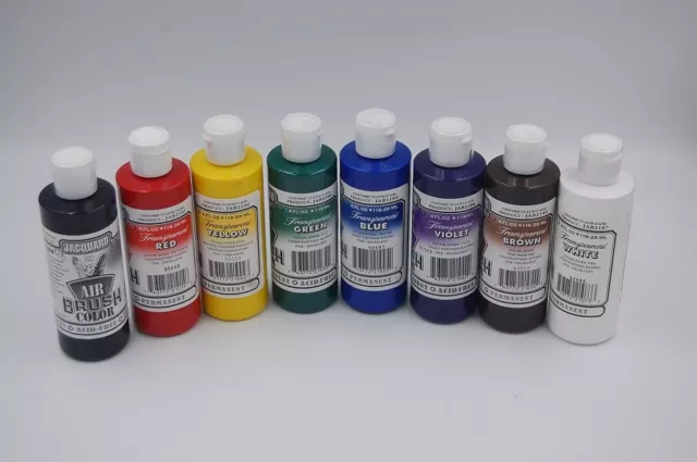 ¡8 colores! Pintura aerógrafo transparente Jacquard serie 4 FL OZ 118 ML cada una 3