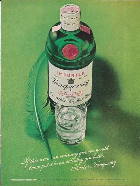 1972 Vintage & Original Tanqueray Gin Ad ~ Ordinary Gin Ordinary Bottle