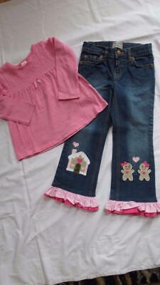 Custom Christmas Resell 5 5T Gymboree Gingerbread Girl Jeans Pink Top Outfit NEW