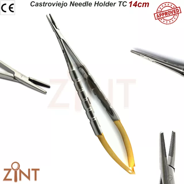 Castroviejo Micro Needle Holders Forceps Locking Surgical Chirurgic 14 cm