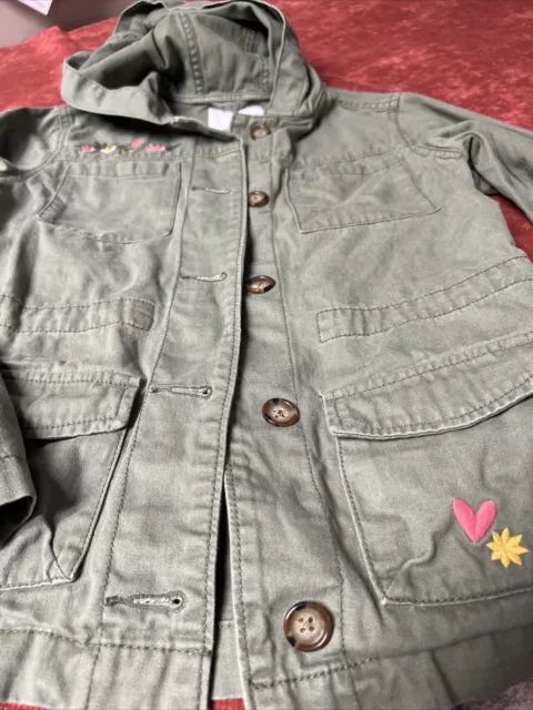 Old Navy Girls Jacket Size Large (10-12) Olive Green Elastic Waist W/ Hood