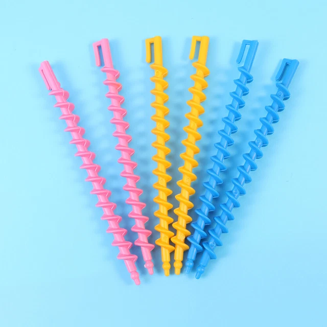 2 juegos de rodillos Solid Hair Curling plástico barras espirales peluquería rizado