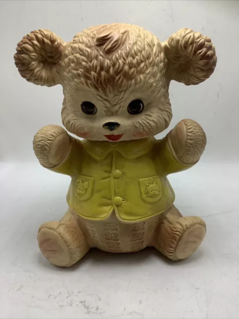 Vintage Rubber Bear, Edward Mobley Company, 1962, Squeaker Head, Yellow Jacket