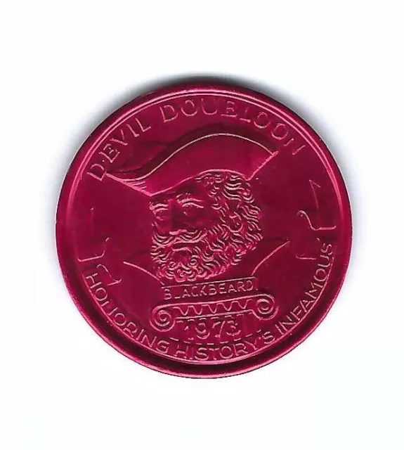 Vintage 1973 Blackbeard Pirate Red Satan Devil Doubloon Coin Token Medallion