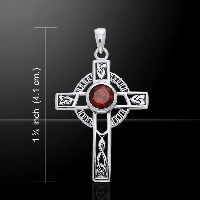 Celtic Knot Cross Choice of Gem .925 Sterling Silver Pendant Modern Peter Stone