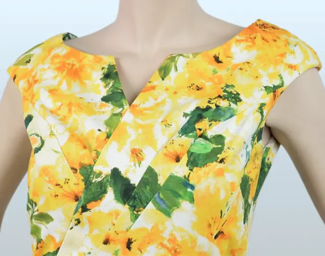 Oscar de la Renta Womens Belted Cap Sleeve Floral Stretch Dress Size 4 Italy