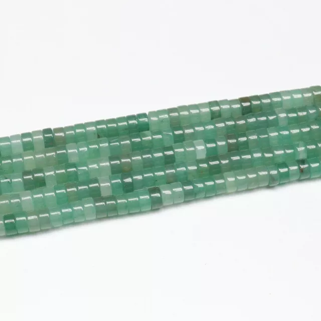 10Strand 3x6mm Natural Green Aventurine Stone Rondelle Spacer Loose Bead Jewelry