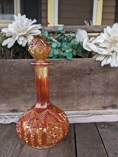Vintage Imperial Glass Octagon Marigold Carnival Glass Decanter 3