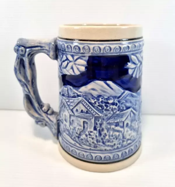 Blue Beer Stein Mug Ceramic Collectible Vintage Made In Japan 2