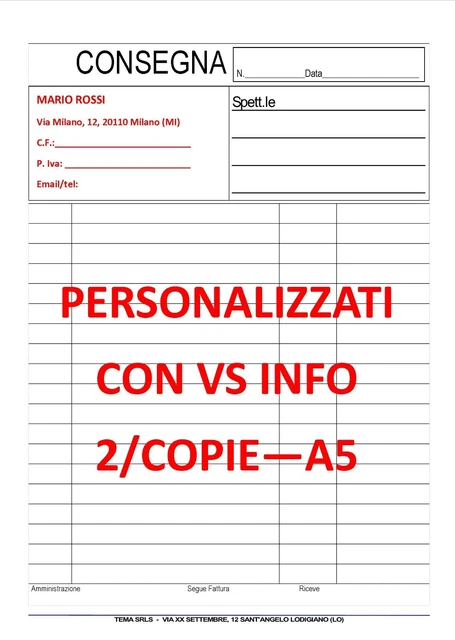 5 Blocchetti Buoni Consegna Autocopianti 10x17 Cm - 50 Fogli 2 Copie, Quick Grafiche - Foto 10