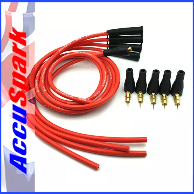 AccuSpark Red 8mm High Performance Silicone HT Leads for 4 Cylinder Classic Cars 3