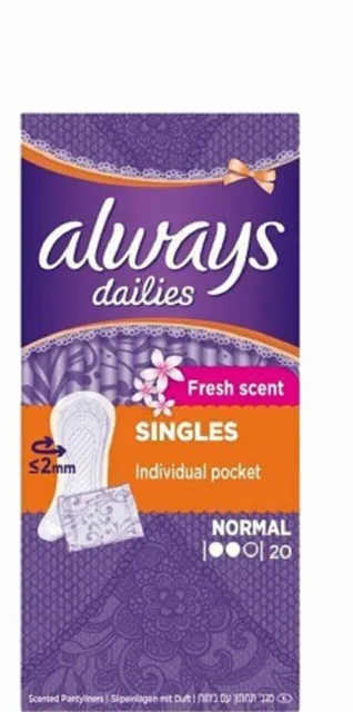 Always Dailies Fresh Scent Singles Normal 20 Panty Liners