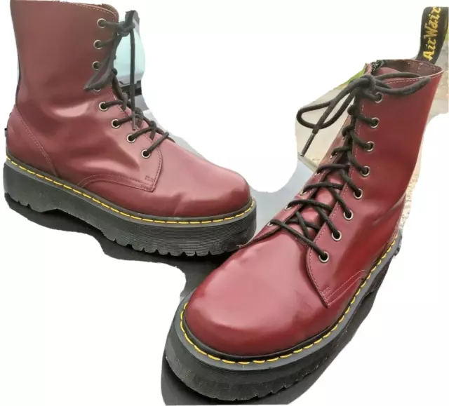 DR MARTENS JADON Aggy cherry red leather boots UK 10 EU 45 £159.99 ...