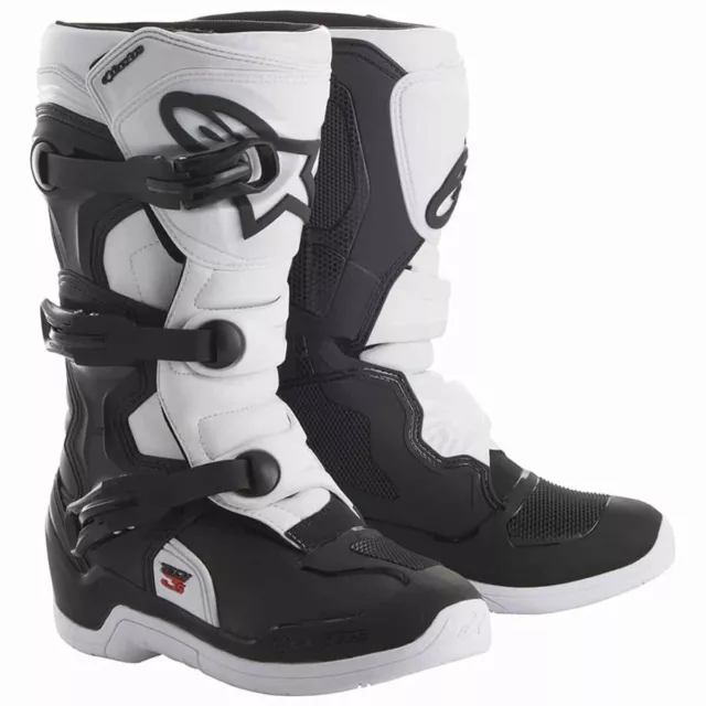 Alpinestars TECH 3S Joven Motocross MX Botas de Moto - Negro/Blanco