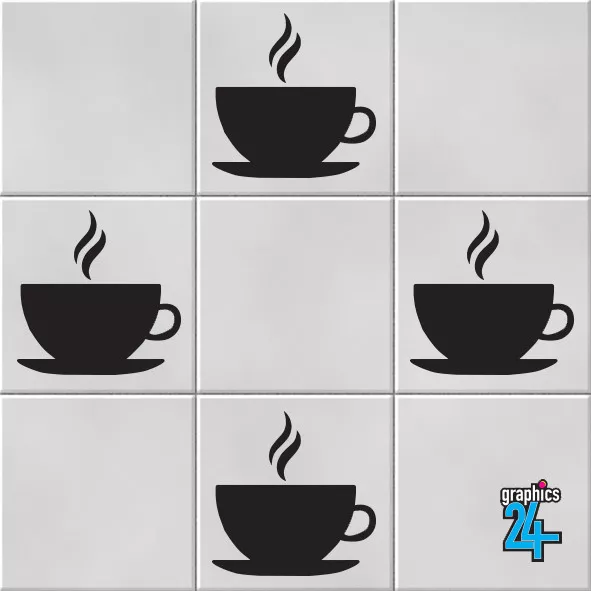 Coffee Cups Vinyl Wall Tile Transfers Stickers Decals Kitchen Home Decor