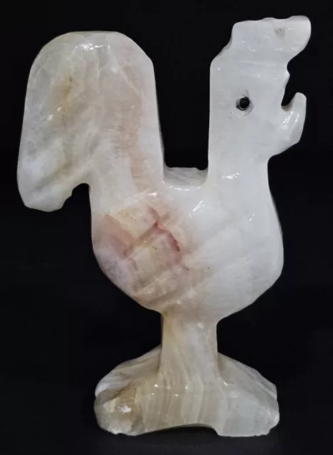Vintage Onyx Stone Rooster Figurine Hand Carved Small Chicken Collectible