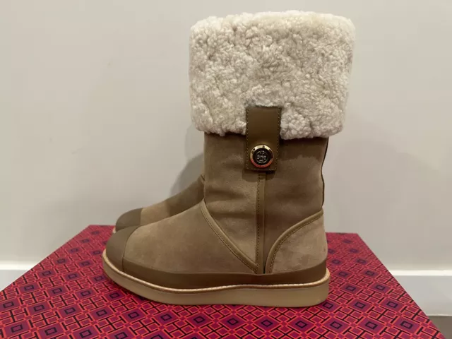 TORY BURCH MARGARET BOOT Split Suede/Shearling size 8