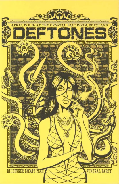 Deftones /Dillinger Escape Plan /Funeral Party 2011 Portland Concert Tour Poster
