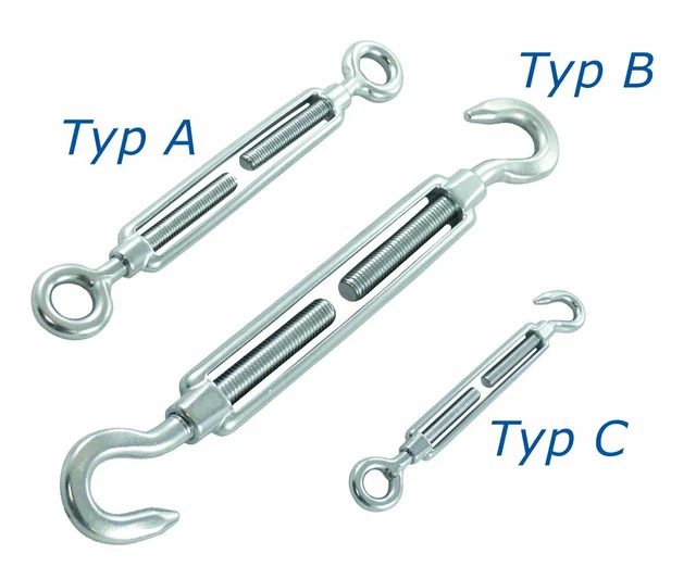 Dispositif de Serrage Type B Inox Aisi 316 V4A M4-M20 Câble Traction Seilspan