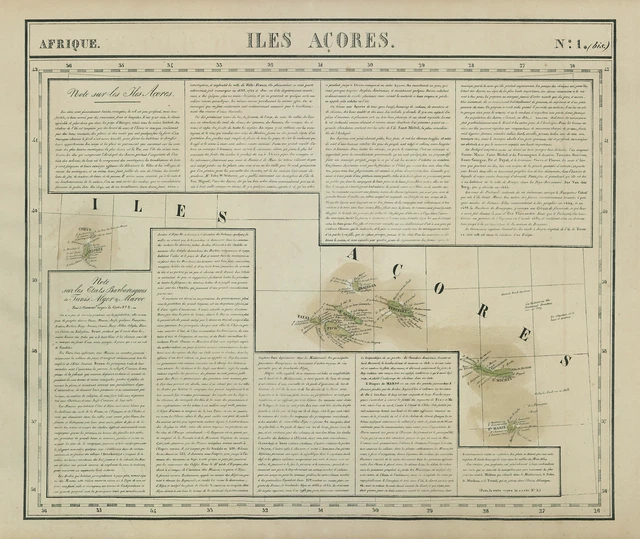 Afrique. Iles Açores #1 bis. Azores archipelago. Atlantic. VANDERMAELEN 1827 map