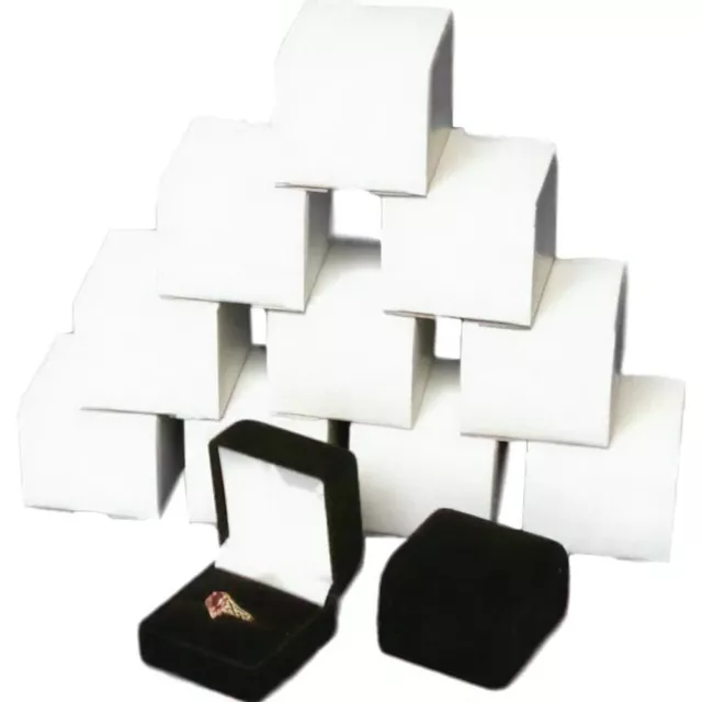 12 Black Velvet Flocked Ring Gift Boxes Jewelry Display