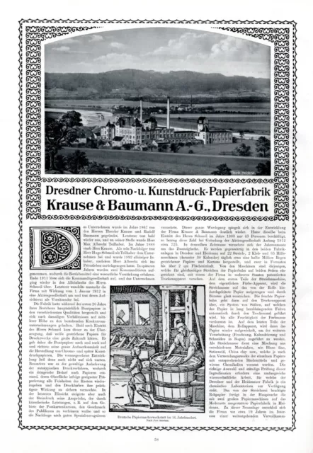 Papierfabrik Krause & Baumann Dresden XXL Reklame 1913 Werbung Fabrik Heidenau