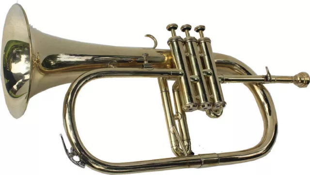 NEW BRASS 3 VALVE Bb/F FLUGEL HORN FREE HARD CASE+MOUTHPIECE