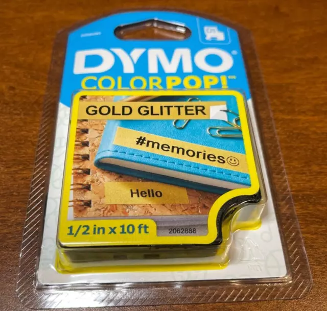 DYMO COLORPOP Authentic Label Maker Tape, 1/2" W x 10' L, Black Print on Gold