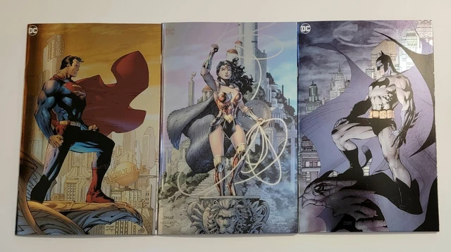 Batman #608 Superman #7 Wonder Woman #1 Jim Lee Trinity Foil Set Dc Comics 2023