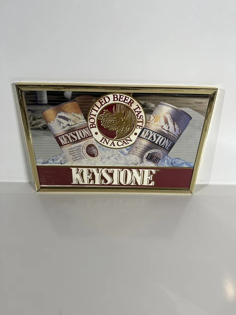 Vintage 1990 Keystone "Bottled Beer Taste In A Can" Framed Mirror Sign Coors Bar