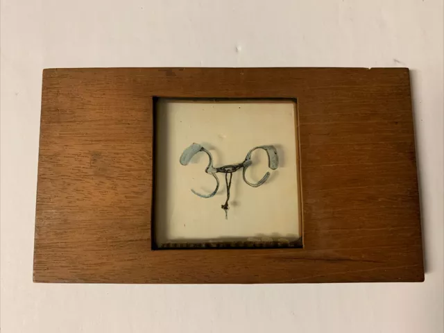 Antique Wood & Glass Magic Lantern Slides Pair of Police HANDCUFFS marked cuffs