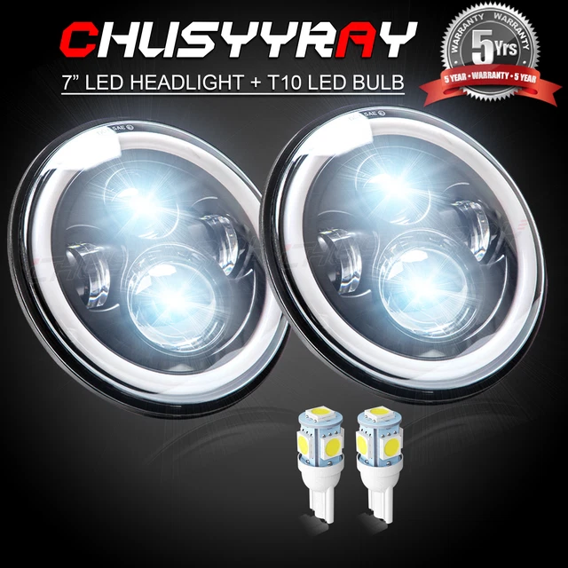 For Toyota Pickup Corolla Pair 7inch Halo Led Round Headlights High/Low Beam