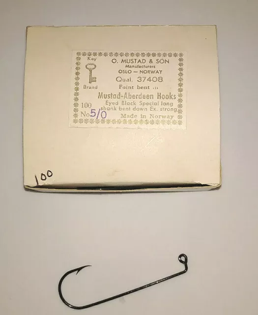 BULK MUSTAD Jig Hooks- #37408 -1 BOX 1000 CT. 5/0 Black - Tackle