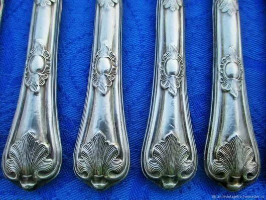 Ancien ensemble de couteaux à dessert 6 pièces Rocaille argent France Antique se