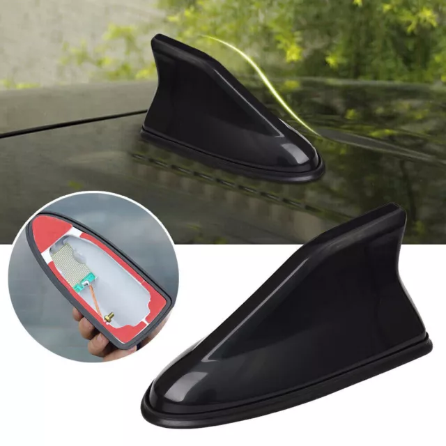 Auto Car Shark Fin Roof Antenna Amplifier Radio Signal FM/AM Aerial Cover Black