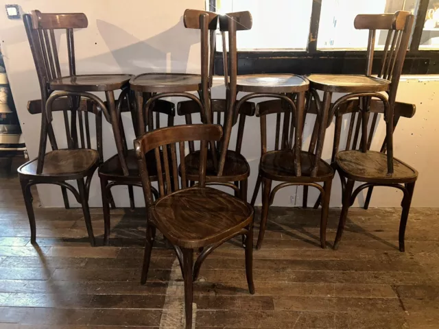 Lot De 10 Chaises Bistrot Troquet Parisien Bois Courbé Rétro Vintage