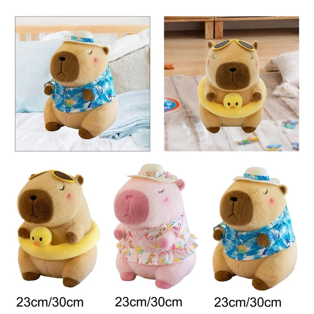 Coussin Sac à Collation Capybara - Oreiller Peluche Avec 6 Figurines - Décoration Maison Amusante