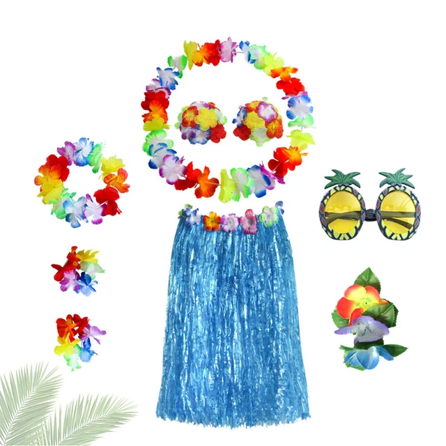 1 set Hawaii Hula Tropical De Danse Jupe Soutien-Gorge Bracelets De 4