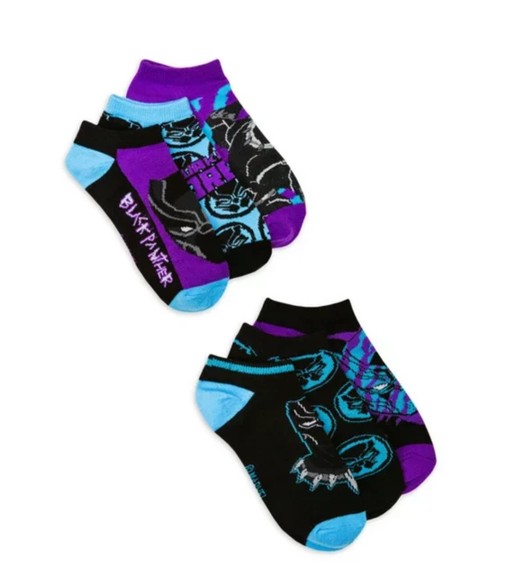 Black Panther Boys Set of 6 No Show Socks Size Small Avengers